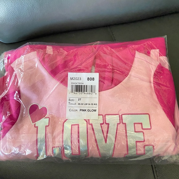 NWT Toddler Girls Colorblock Love 2-Piece Outfit Set - Pink Glow - Picture 2 of 2